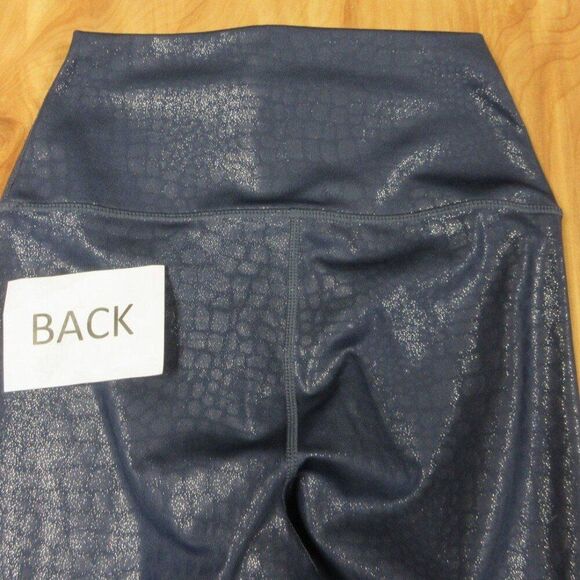CARBON38 Crocodile Foil Navy Blue Metallic Leggings Size XS Shiny Animal Print - Picture 6 of 11